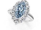 White gold Fancy Blue Marquise  Halo Cluster Diamond Engagement Ring with Prong Setting and Polished Band_64