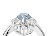 White gold Fancy Blue Marquise  Halo Cluster Diamond Engagement Ring with Prong Setting and Polished Band_67