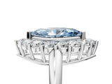White gold Fancy Blue Marquise  Halo Cluster Diamond Engagement Ring with Prong Setting and Polished Band_68