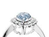 White gold Fancy Blue Marquise  Halo Cluster Diamond Engagement Ring with Solitaire Band and Prong Setting_53