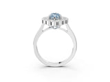 White gold Fancy Blue Marquise  Halo Diamond Cluster Engagement Ring with Milgrain Bezel Setting and Solitaire Band_76