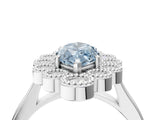 White gold Fancy Blue Marquise  Halo Diamond Cluster Engagement Ring with Milgrain Bezel Setting and Solitaire Band_77