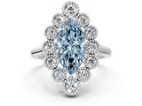 White gold Fancy Blue Marquise  Halo Diamond Cluster Engagement Ring with Milgrain Bezel Setting and Solitaire Band_80