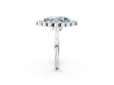 White gold Fancy Blue Marquise  Halo Diamond Cluster Engagement Ring with Milgrain Bezel Setting and Solitaire Band_83