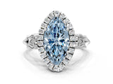 White gold Fancy Blue Marquise  Halo Diamond Engagement Ring with Filigree Band and Four-Prong Setting_105