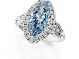 White gold Fancy Blue Marquise  Halo Diamond Engagement Ring with Filigree Band and Four-Prong Setting_106