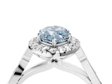 White gold Fancy Blue Marquise  Halo Diamond Engagement Ring with Filigree Band and Four-Prong Setting_109