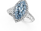 White gold Fancy Blue Marquise  Halo Diamond Engagement Ring with Intricate Filigree Band and Four-Prong Setting_73