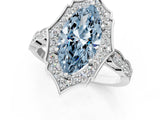White gold Fancy Blue Marquise  Halo Diamond Engagement Ring with Milgrain Band and Four-Prong Setting_67