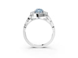 White gold Fancy Blue Marquise  Halo Diamond Engagement Ring with Milgrain Band and Four-Prong Setting_69