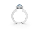 White gold Fancy Blue Marquise  Halo Diamond Engagement Ring with Milgrain Pave Band and Four-Prong Setting_101