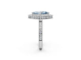 White gold Fancy Blue Marquise  Halo Diamond Engagement Ring with Milgrain Pave Band and Four-Prong Setting_148