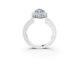 White gold Fancy Blue Marquise  Halo Diamond Engagement Ring with Milgrain Pave Band and Four-Prong Setting_149