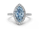 White gold Fancy Blue Marquise  Halo Diamond Engagement Ring with Pavé Band and Four-Prong Setting_20
