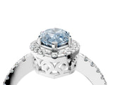 White gold Fancy Blue Marquise  Halo Diamond Engagement Ring with Pavé Band and Four-Prong Setting_24
