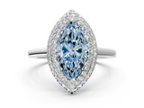 White gold Fancy Blue Marquise  Halo Diamond Engagement Ring with Solitaire Band and Four-Prong Setting_19