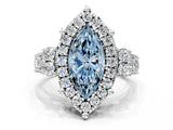 White gold Fancy Blue Marquise  Halo Diamond Engagement Ring with Split Shank and Four-Prong Setting_55