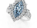 White gold Fancy Blue Marquise  Halo Diamond Engagement Ring with Split Shank and Four-Prong Setting_56