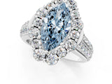 White gold Fancy Blue Marquise  Halo Diamond Engagement Ring with Split Shank and Prong Setting_67