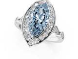 White gold Fancy Blue Marquise  Halo Diamond Engagement Ring with Twisted Band and Four-Prong Setting 2