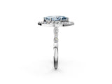 White gold Fancy Blue Marquise  Halo Diamond Engagement Ring with Twisted Band and Four-Prong Setting 3