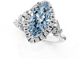 White gold Fancy Blue Marquise  Halo Diamond Engagement Ring with Vintage-Inspired Band and Four-Prong Setting_4
