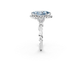 White gold Fancy Blue Marquise  Halo Diamond Engagement Ring with Vintage-Inspired Band and Four-Prong Setting_5