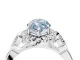 White gold Fancy Blue Marquise  Halo Diamond Engagement Ring with Vintage-Inspired Band and Four-Prong Setting_7