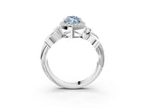 White gold Fancy Blue Marquise  Halo Diamond Floral Band with Four-Prong Setting_58