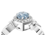 White gold Fancy Blue Marquise  Halo Diamond Floral Band with Four-Prong Setting_59