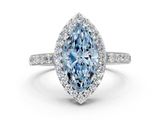 White gold Fancy Blue Marquise  Halo Diamond Pavé Band Ring with Prong Setting_20