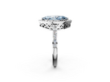 White gold Fancy Blue Marquise  Halo Diamond Pavé Band Ring with Prong Setting_22