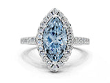 White gold Fancy Blue Marquise  Halo Diamond Pavé Solitaire Ring_39