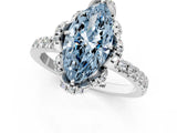 White gold Fancy Blue Marquise  Halo Diamond Pave Band Ring with Four-Prong Setting_16