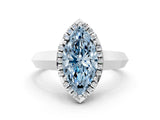 White gold Fancy Blue Marquise  Halo Diamond Ring with Cathedral Band and Four-Prong Setting_73