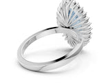 White gold Fancy Blue Marquise  Halo Diamond Ring with Milgrain Edge and Round Prong Setting_151