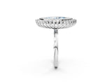 White gold Fancy Blue Marquise  Halo Diamond Ring with Milgrain Edge and Round Prong Setting_153