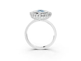 White gold Fancy Blue Marquise  Halo Diamond Ring with Milgrain Edge and Round Prong Setting_154
