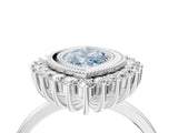 White gold Fancy Blue Marquise  Halo Diamond Ring with Milgrain Edge and Round Prong Setting_155