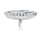 White gold Fancy Blue Marquise  Halo Diamond Ring with Milgrain Edge and Round Prong Setting_156