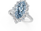 White gold Fancy Blue Marquise  Halo Diamond Ring with Pavé Band and Prong Setting_38