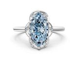 White gold Fancy Blue Marquise  Halo Diamond Ring with Round Cluster Setting, Solitaire Band, and Four-Prong Setting_102