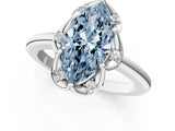 White gold Fancy Blue Marquise  Halo Diamond Ring with Round Cluster Setting, Solitaire Band, and Four-Prong Setting_102