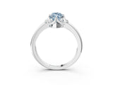 White gold Fancy Blue Marquise  Halo Diamond Ring with Round Cluster Setting, Solitaire Band, and Four-Prong Setting_104