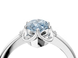 White gold Fancy Blue Marquise  Halo Diamond Ring with Round Cluster Setting, Solitaire Band, and Four-Prong Setting_110