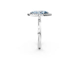 White gold Fancy Blue Marquise  Halo Diamond Solitaire with Pavé Band and Four-Prong Setting_107