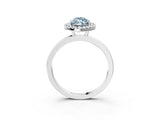 White gold Fancy Blue Marquise  Halo Diamond Solitaire with Pavé Band and Four-Prong Setting_108