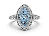 White gold Fancy Blue Marquise  Halo Diamond Split Shank Ring with Milgrain Detail_49