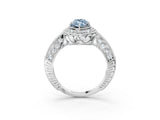 White gold Fancy Blue Marquise  Halo Diamond Split Shank Ring with Milgrain Detail_52