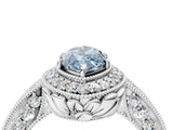 White gold Fancy Blue Marquise  Halo Diamond Split Shank Ring with Milgrain Detail_53